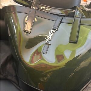 Yves Saint Laurent Glossy Olive Tote